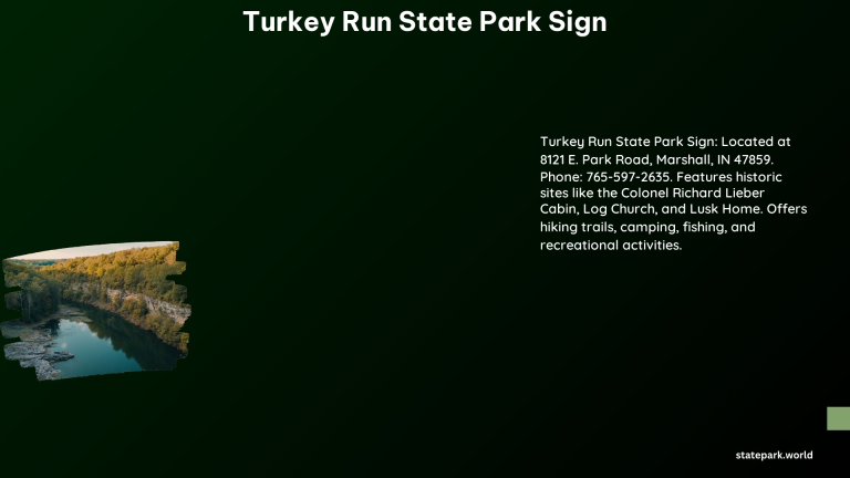 Turkey Run State Park Sign