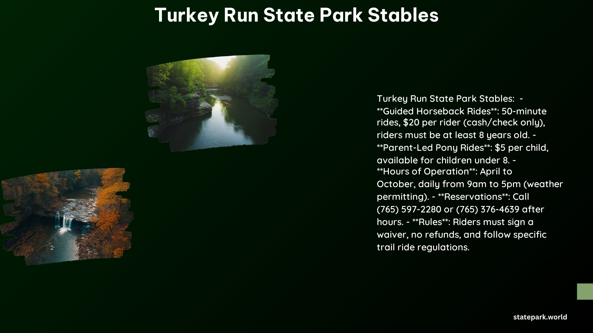 Turkey Run State Park Stables