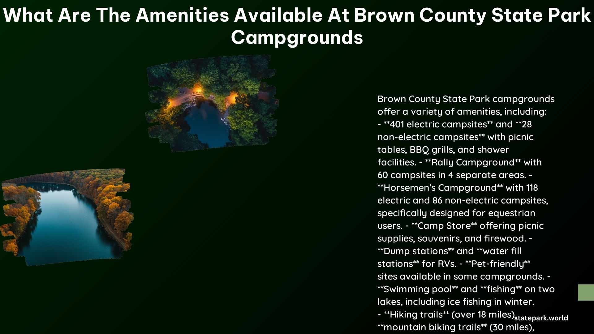 What Are the Amenities Available at Brown County State Park Campgrounds