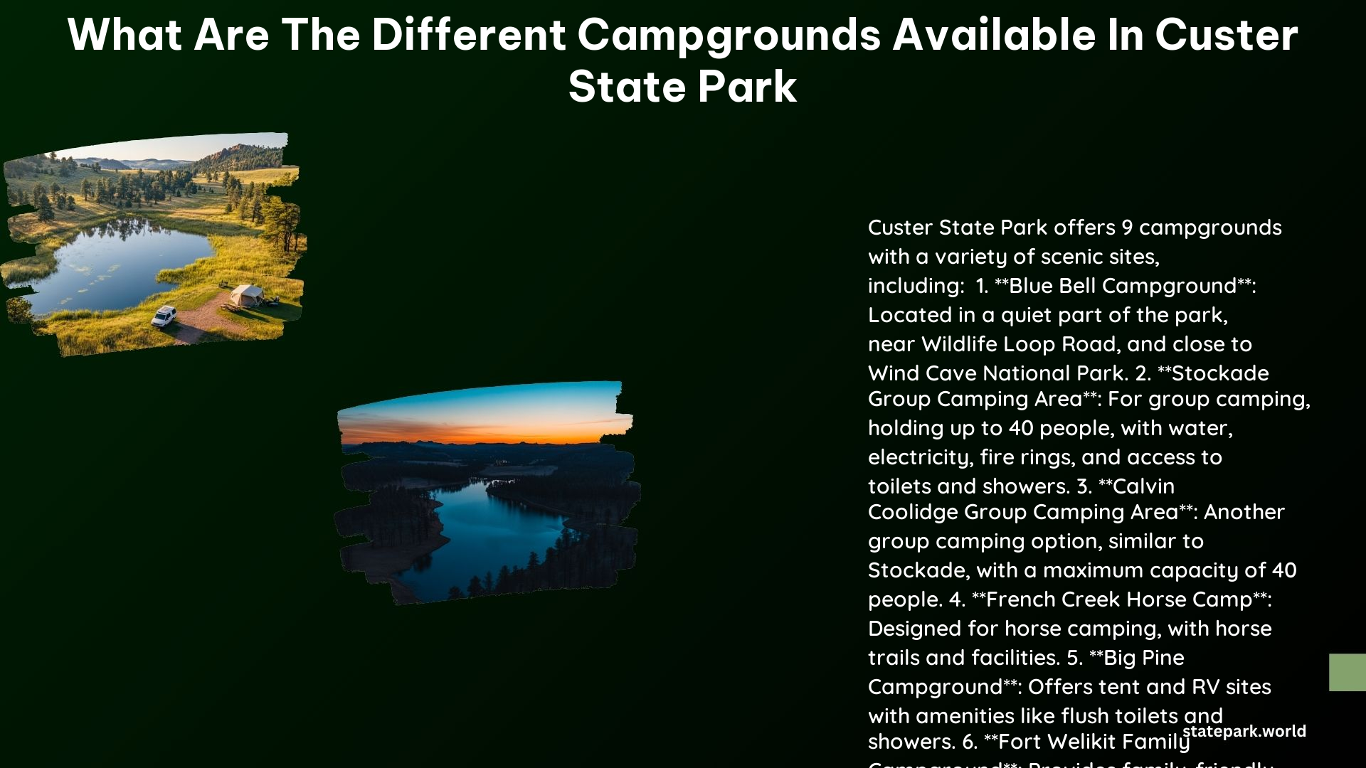 What Are the Different Campgrounds Available in Custer State Park