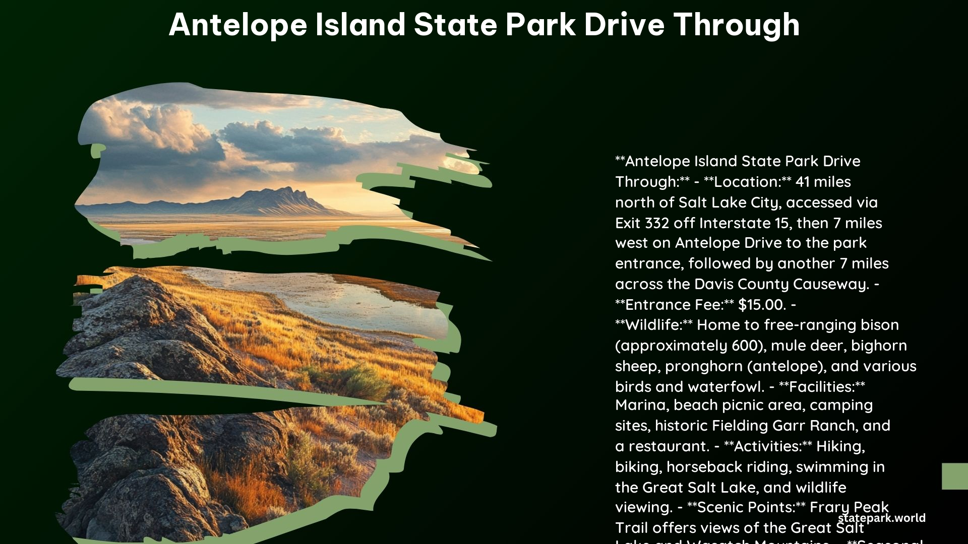 Antelope Island State Park Drive Through