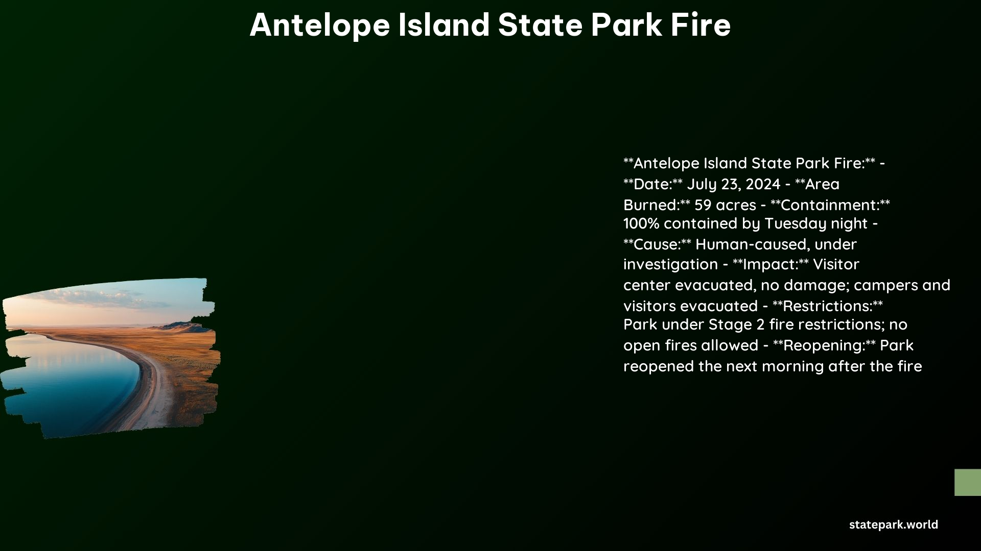 Antelope Island State Park Fire