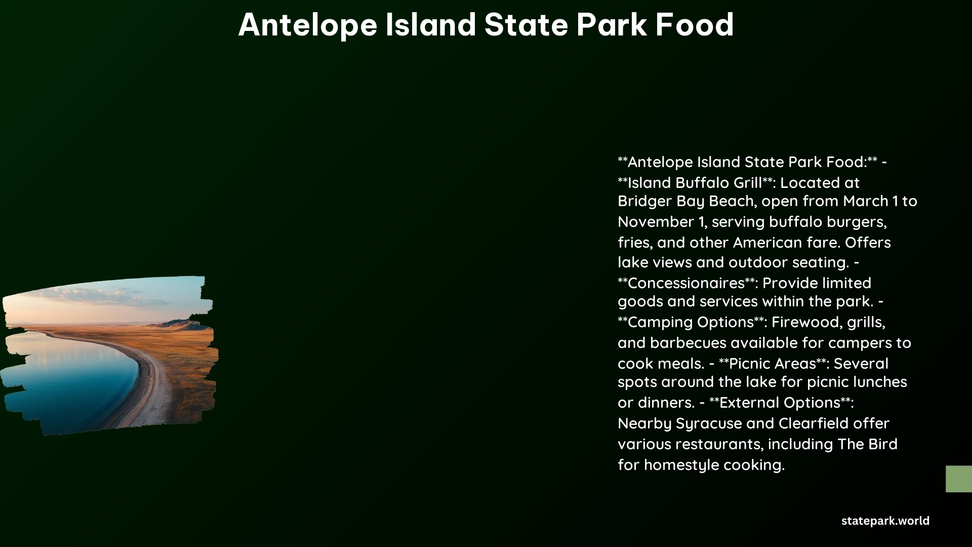 Antelope Island State Park Food