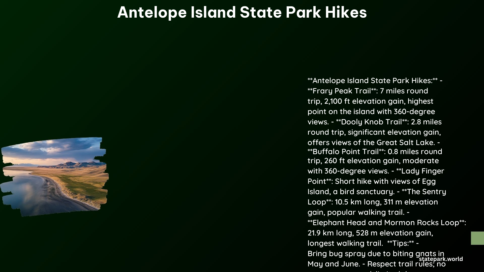 Antelope Island State Park Hikes