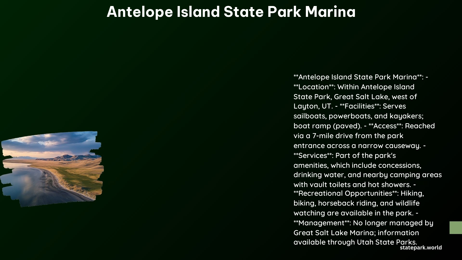 Antelope Island State Park Marina