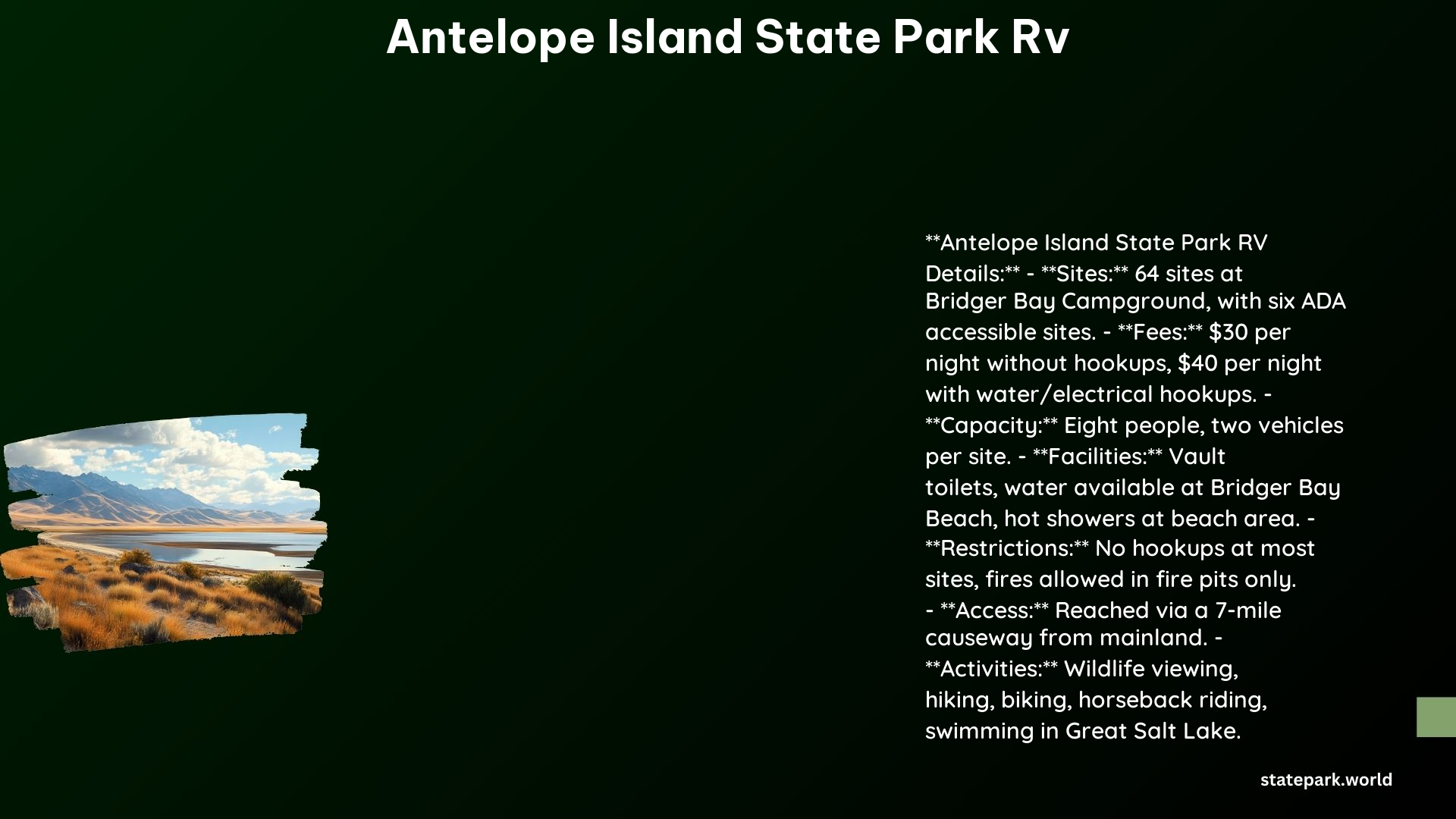 Antelope Island State Park RV