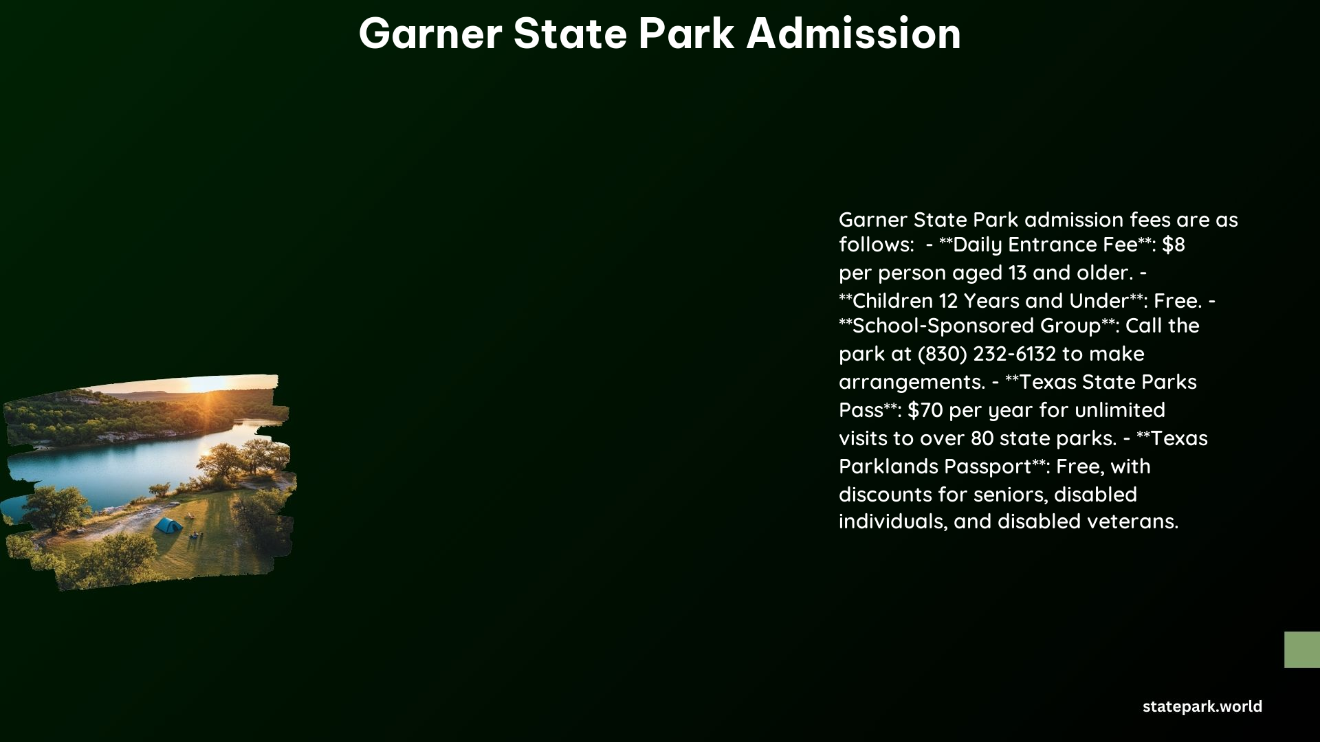 Garner State Park Admission 2