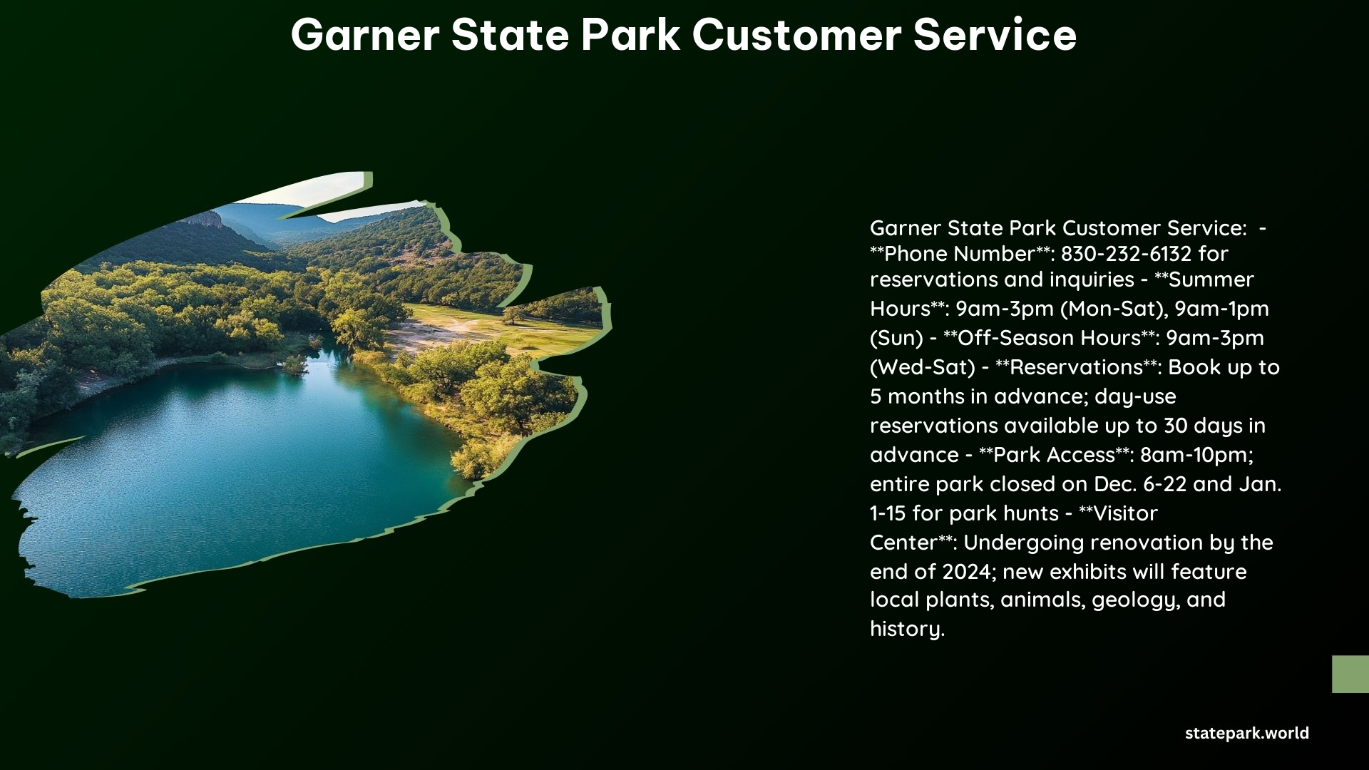 Garner State Park Customer Service