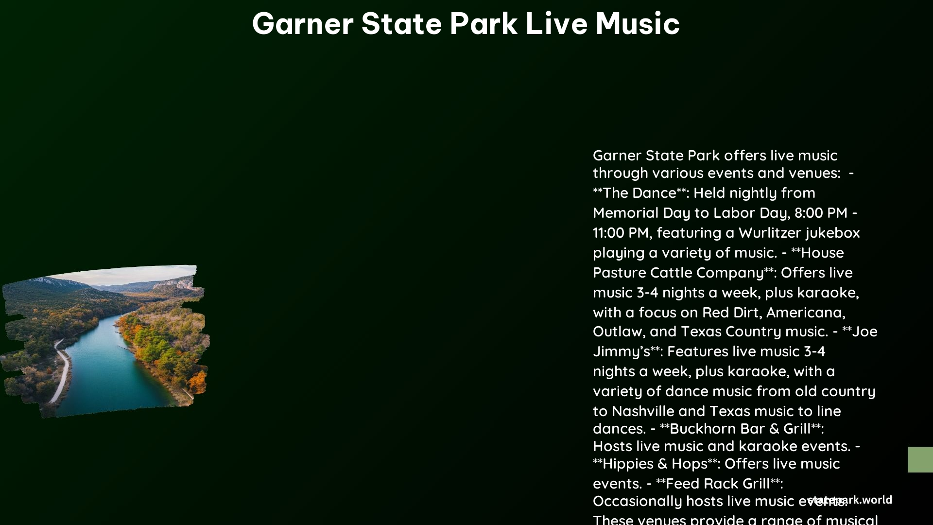 Garner State Park Live Music