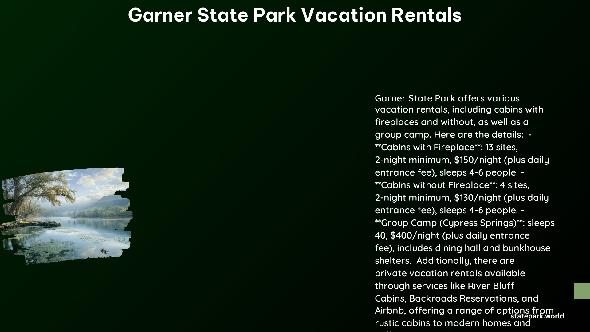 Garner State Park Vacation Rentals 1