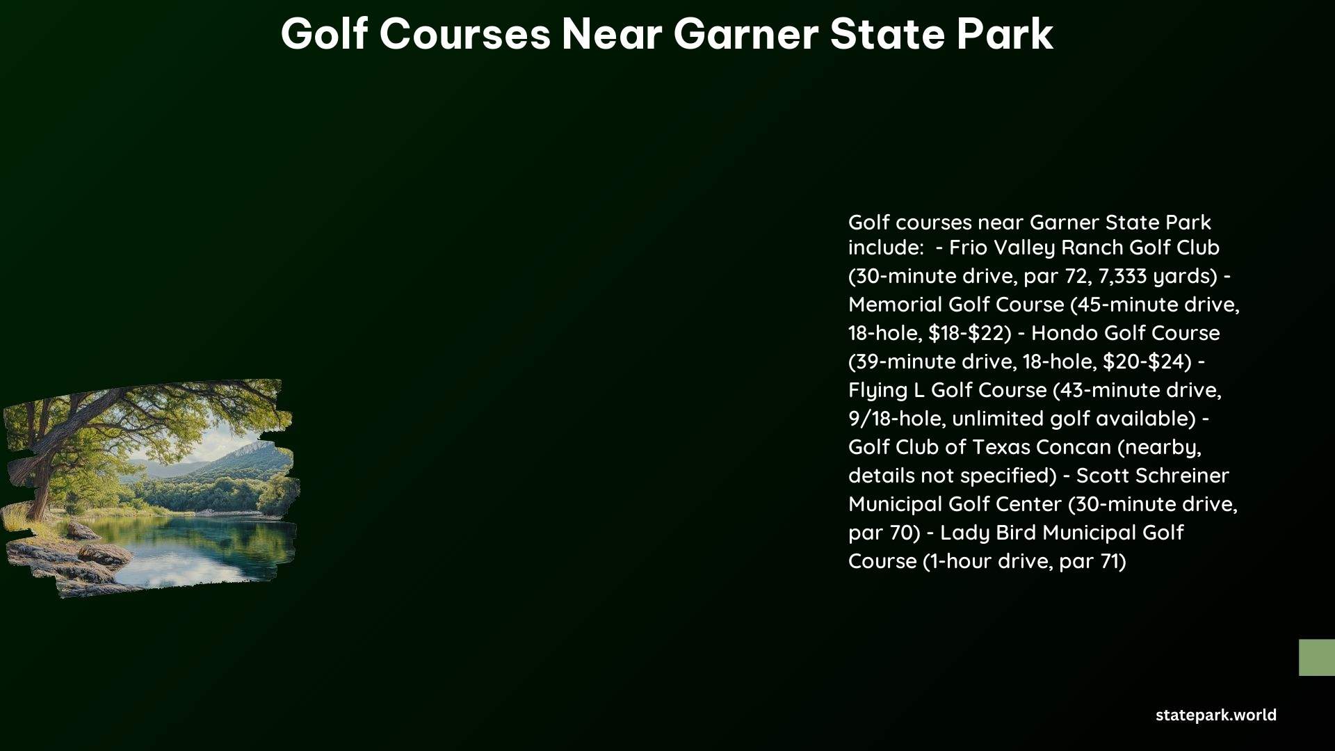 Golf Courses Near Garner State Park