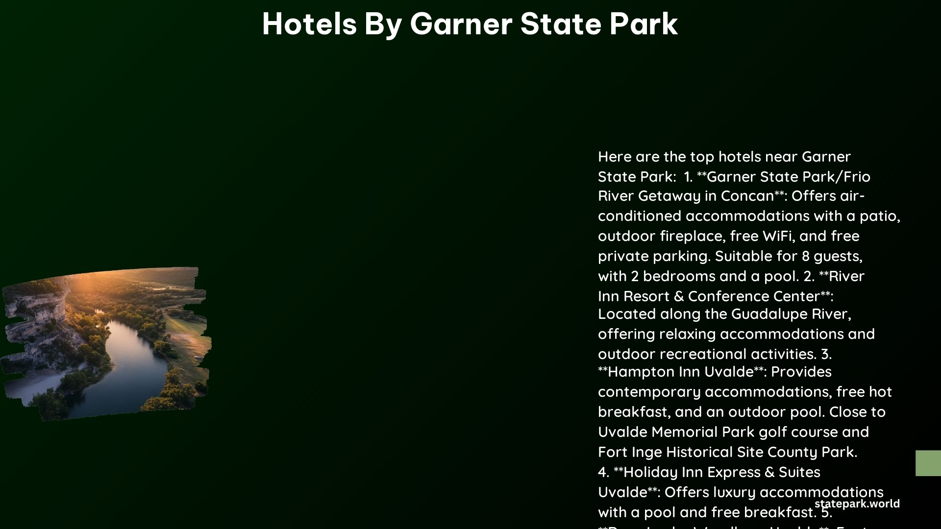 Hotels by Garner State Park