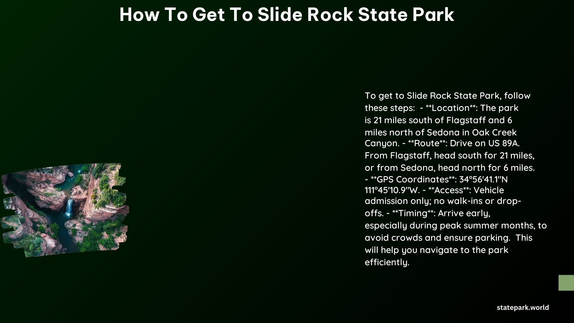 How to Get to Slide Rock State Park