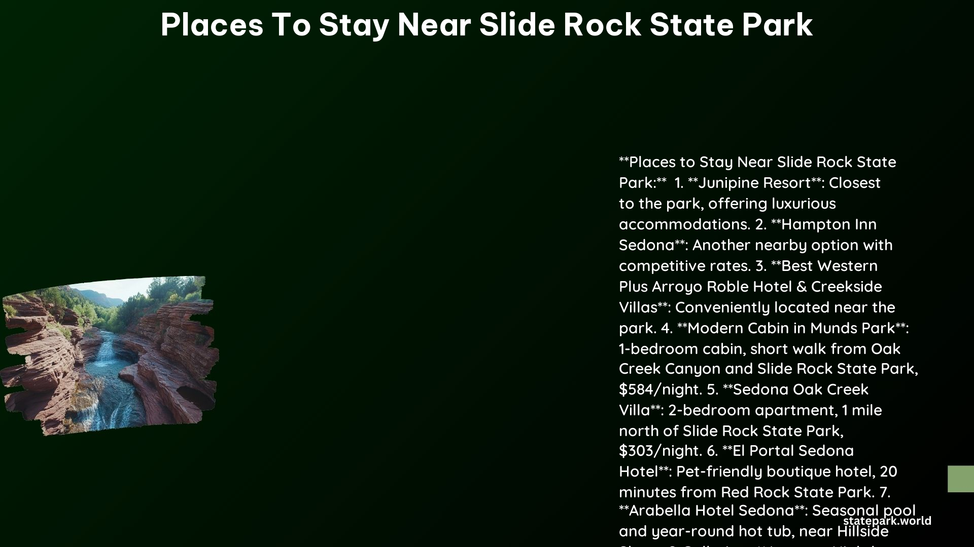 Places to Stay Near Slide Rock State Park