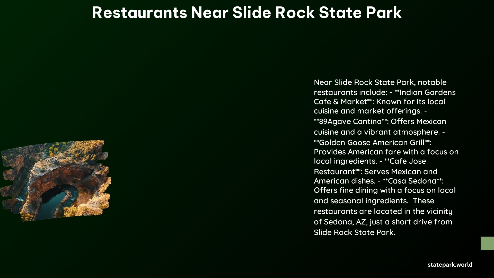 Restaurants Near Slide Rock State Park