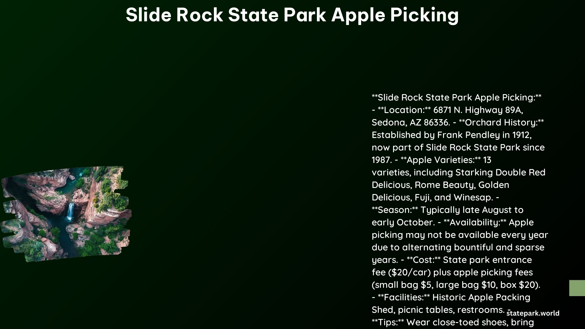 Slide Rock State Park Apple Picking