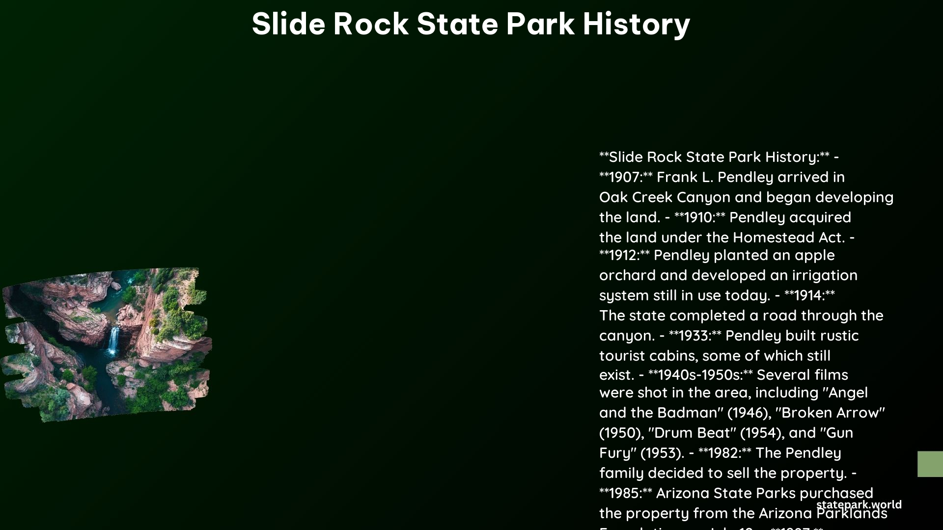 Slide Rock State Park History