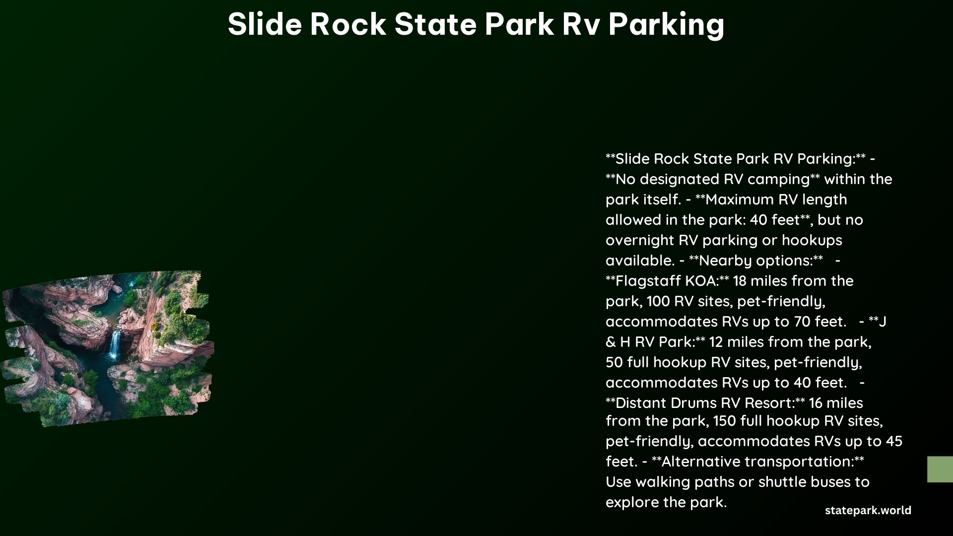 Slide Rock State Park RV Parking