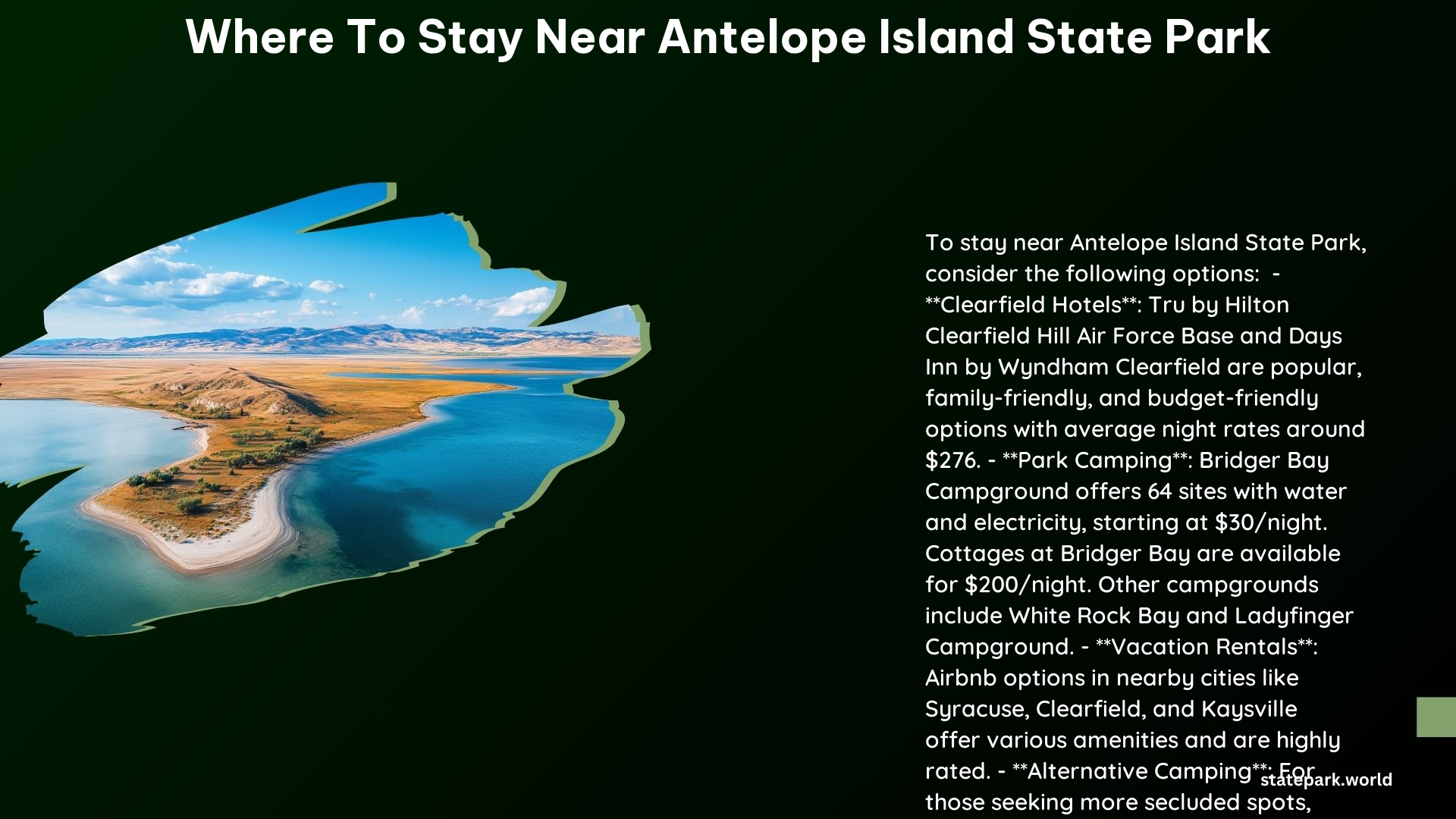 Where to Stay Near Antelope Island State Park