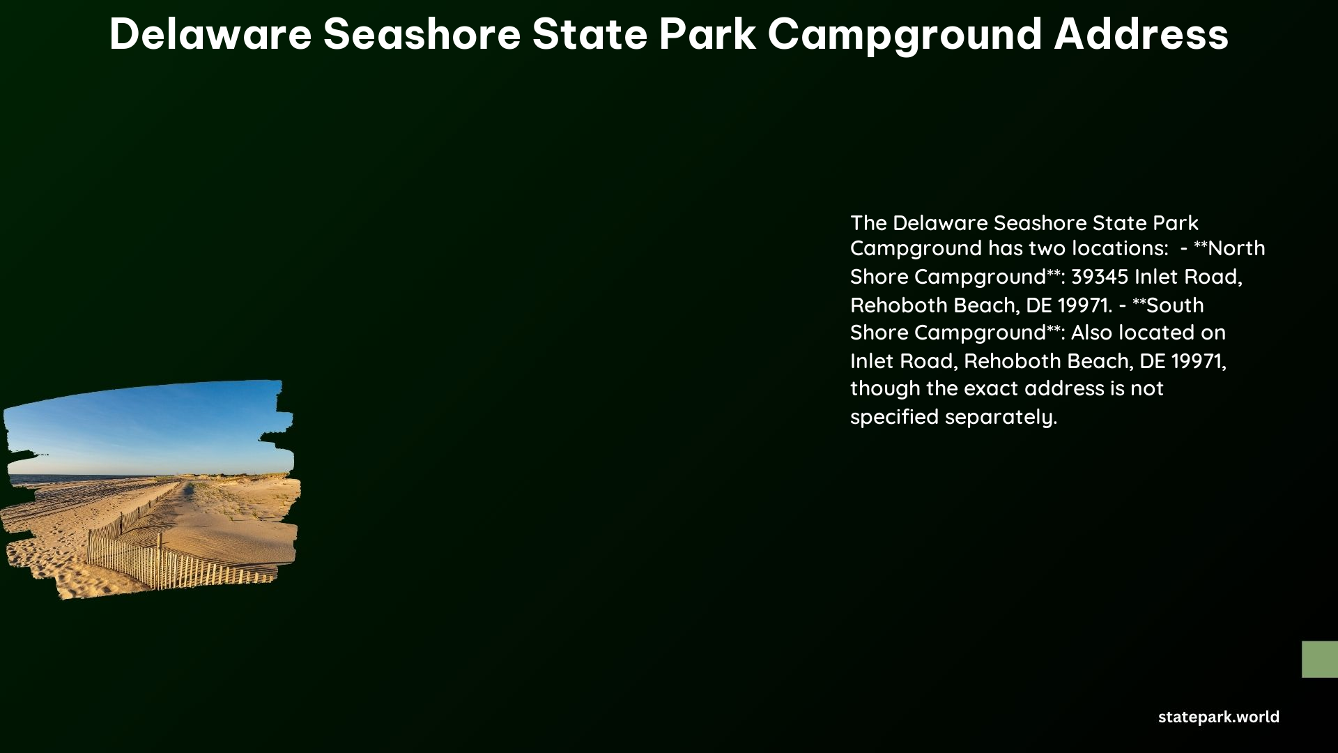 delaware seashore state park campground address