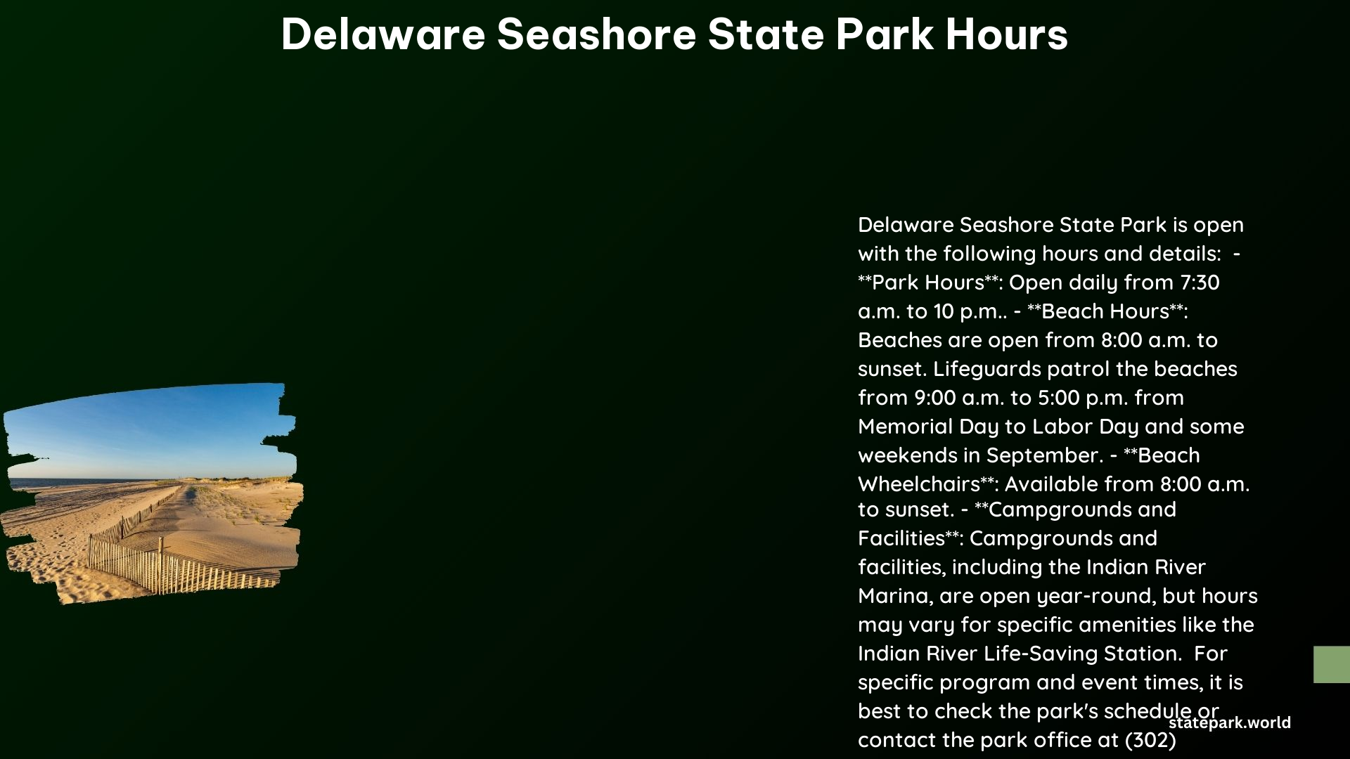 delaware seashore state park hours