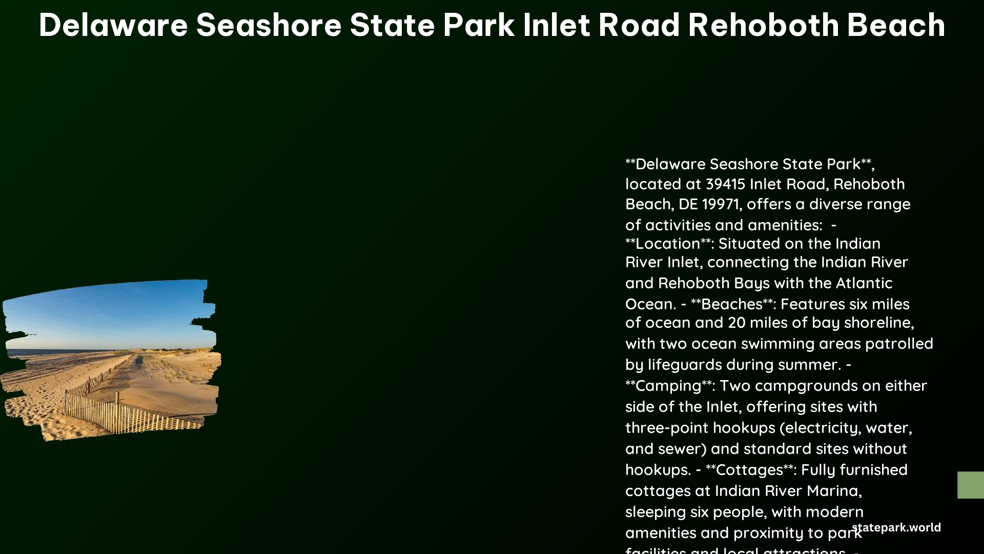 delaware seashore state park inlet road rehoboth beach 1