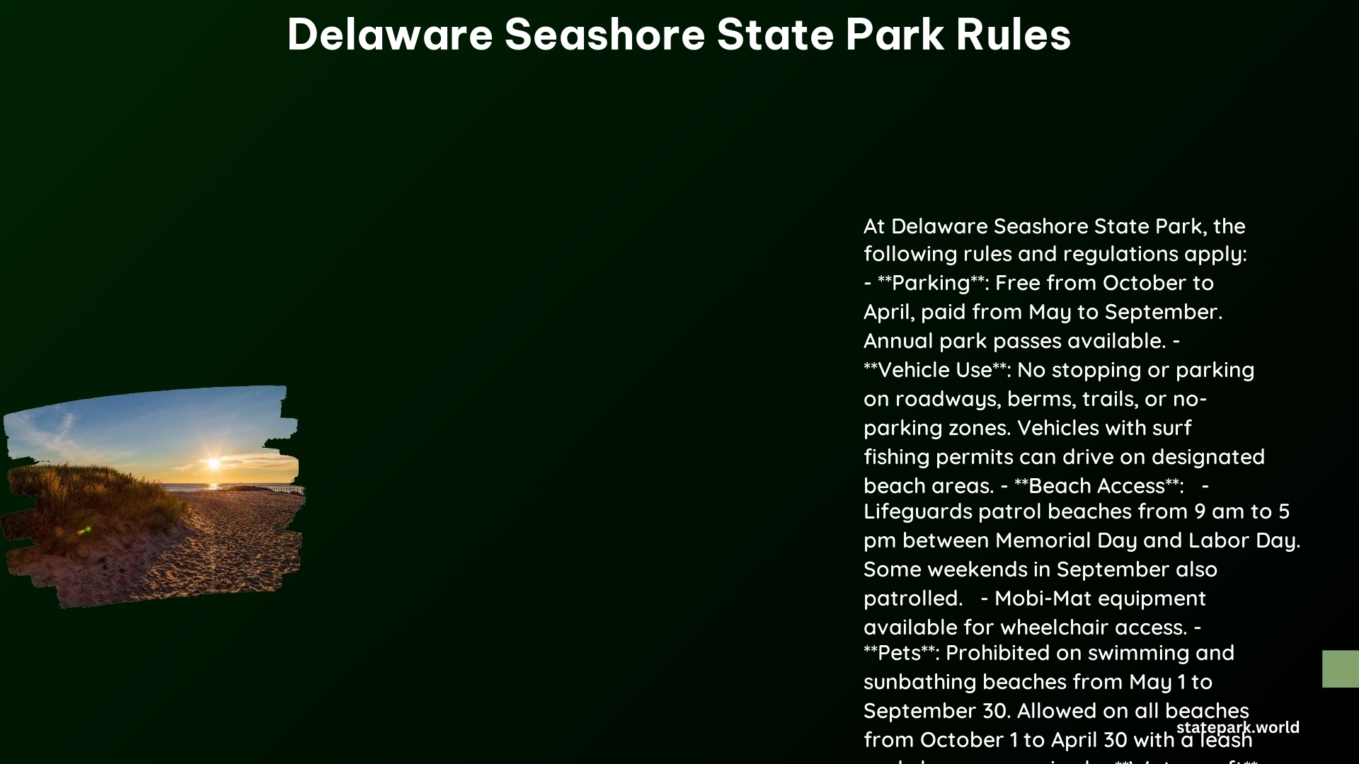 delaware seashore state park rules