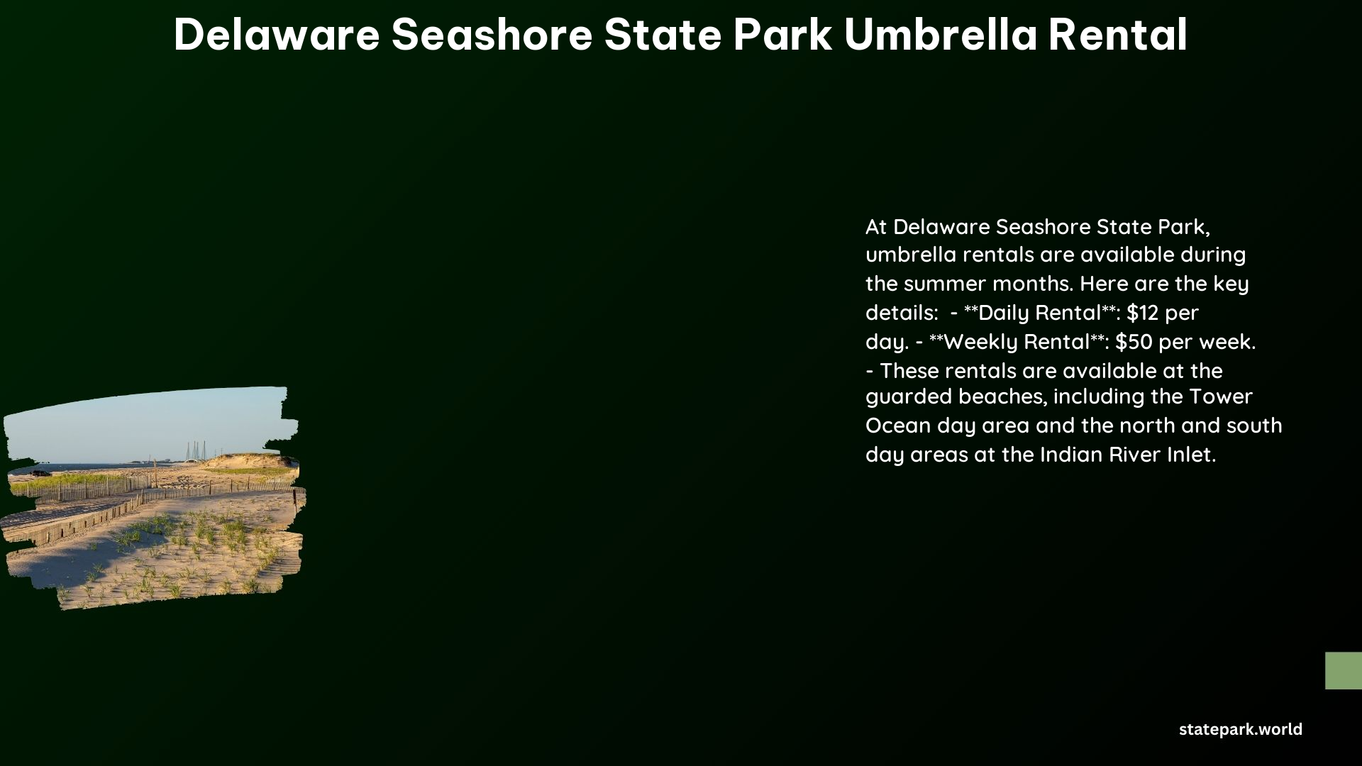 delaware seashore state park umbrella rental