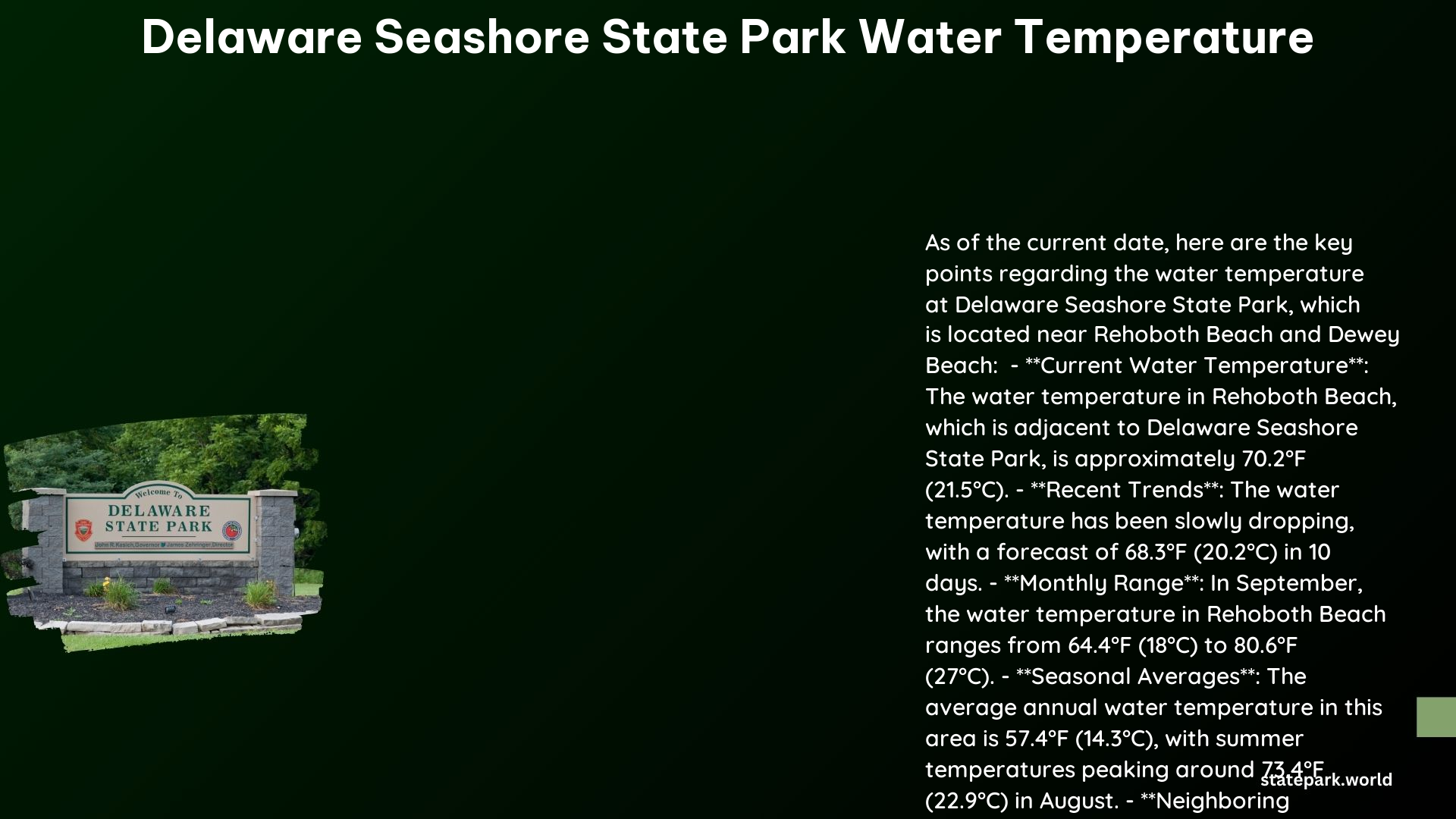 delaware seashore state park water temperature