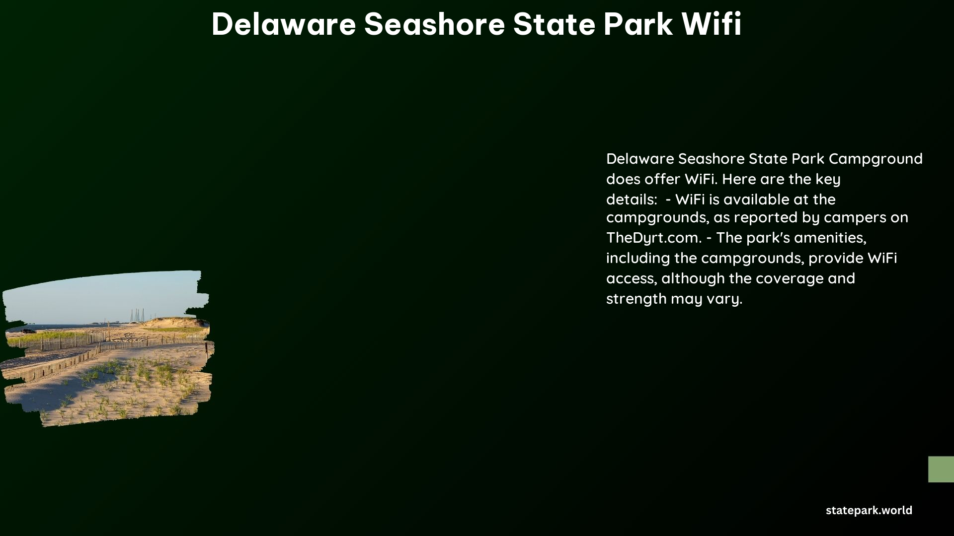 delaware seashore state park wifi