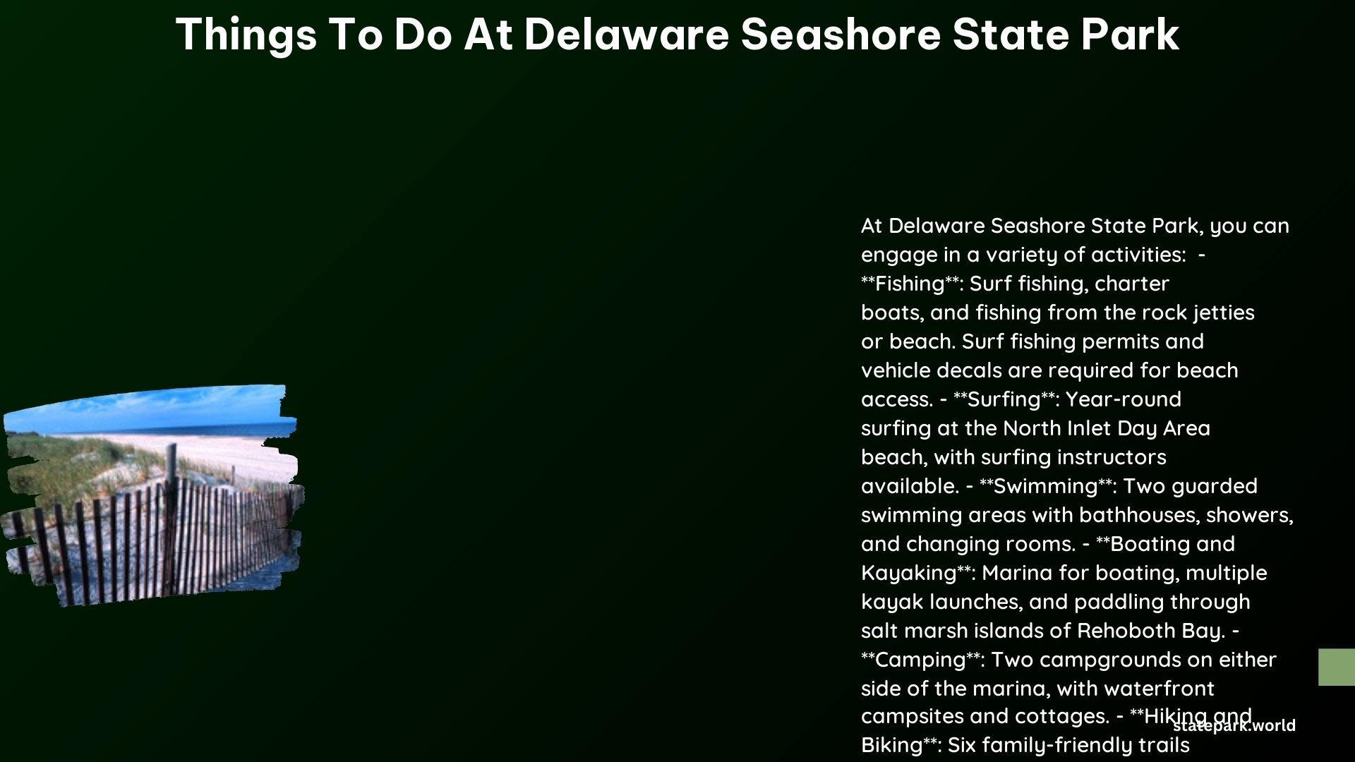 things to do at delaware seashore state park